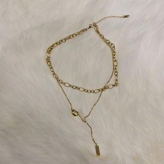 Heart Pendant Layered Alloy Necklace Gold - One Size