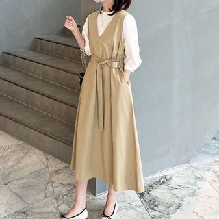 Tie-front Overall Dress
