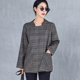 Dual-pocket Plaid Boxy Top
