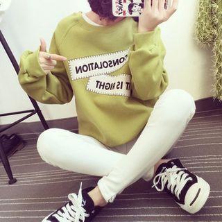 Letter Fleece-lined Long-sleeve Sweatshirt