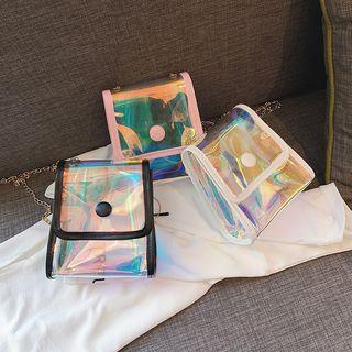 Piped Iridescent Transparent Crossbody Bag
