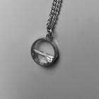 Rhinestone Pendant Alloy Necklace Silver - One Size