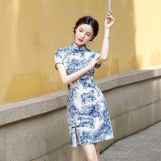 Short-sleeve Tiger Print Qipao