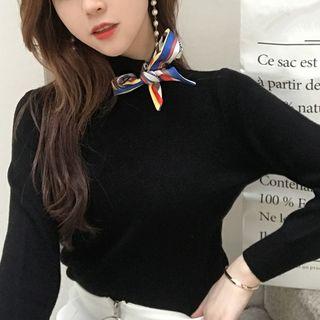 Bow-accent Slim-fit Long-sleeve Sweater