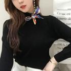 Bow-accent Slim-fit Long-sleeve Sweater