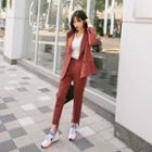 Set: Double-breasted Blazer + Cutout Tapered Dress Pants