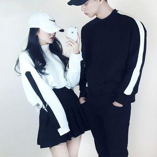 Couple Matching Paneled Sweatshirt / A-line Skirt (various Designs)
