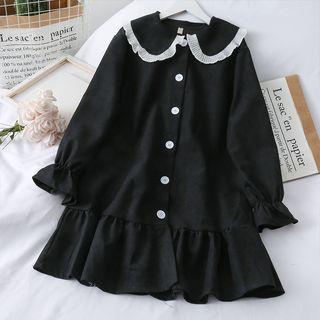 Ruffled-trim Colorblock Loose Dress