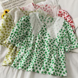 Patchwork Printed Crop Shirt
