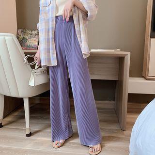Pleated Wide-leg Pants Purple - One Size