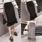 Frilled Midi Knit Skirt