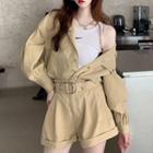Puff-sleeve Jacket / Belt / Shorts