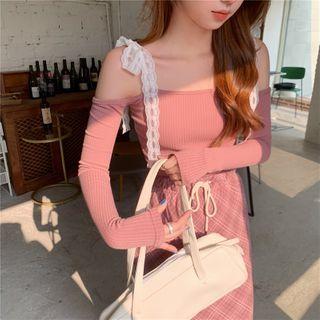 Off-shoulder Lace Accent Top