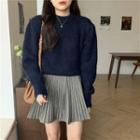 Plain Sweater / Houndstooth Mini Skirt