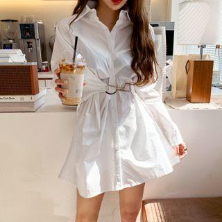Buckle-detail Wrap Mini Shirtdress