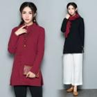 Stand-collar Linen Shirt