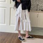 Slit Layered Midi A-line Skirt