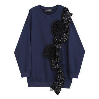 Ruffle Flower Detail Sweatshirt