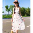 Embroidered Spaghetti Strap A-line Dress