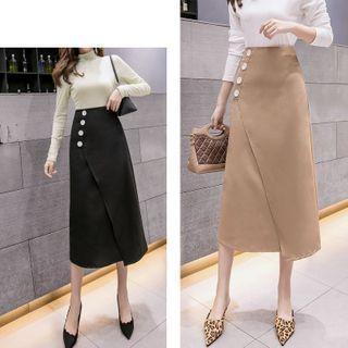 Irregular High-waist A-line Midi Skirt