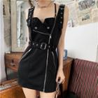 Belted Mini Overall Dress