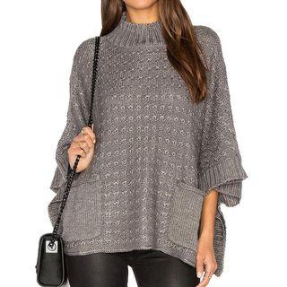 Plain 3/4 Sleeve Mock Neck Sweater