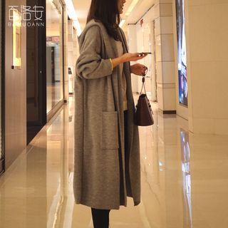 Hooded Long Open Front Cardigan