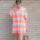 Cutout-shoulder Stripe T-shirt Dress