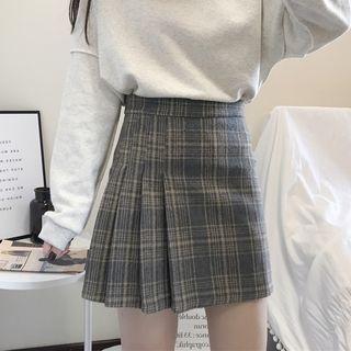 Plaid A-line Pleated Mini Skirt