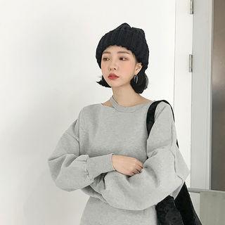 Mock Two-piece Fleece-lined Pullover Dress