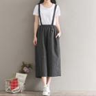 Suspender Striped Wide Leg Pants