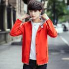 Long-sleeve Hooded Contrast-trim Jacket