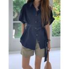 Loose-fit Linen Blend Shirt With Sash