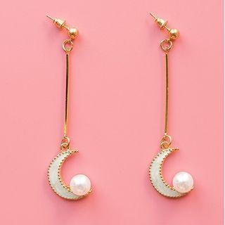 Moon Faux Pearl Dangle Earring