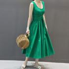 Wrap-front Long Tank Dress