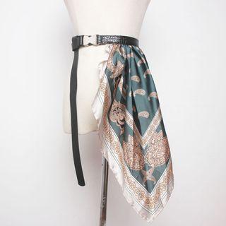 Printed Fabric Faux Leather Belt
