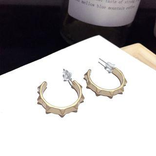 Matte Alloy Open Hoop Earring 1 Pair - Silver Earrings - Gold - One Size