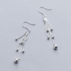 925 Sterling Silver Bead Fringed Earring 1 Pair - S925 Silver - As Shown In Figure - One Size