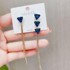 Triangle Asymmetrical Alloy Fringed Earring 1 Pair - Blue & Gold - One Size