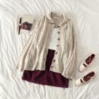 Cable Knit Loose-fit Cardigan / Corduroy Skirt