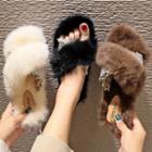 Faux Fur Sequined Band Slippers