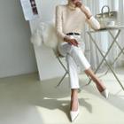 Turtle-neck Lettuce-edge Crinkled Top