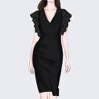 Lace Sleeve V-neck Sheath Dress