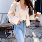 Single-breasted Short Ramie Blazer