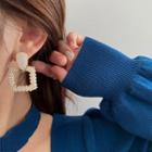 Faux Pearl Square Drop Earring 1 Pair - Silver Needle - Gold - One Size