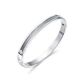 Simple And Fashion Love Geometric Round 316l Stainless Steel Bangle Silver - One Size