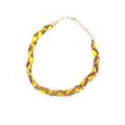 Ethnic Colored Ribbon Braided Necklace Multi-color - One Size