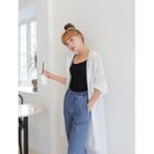 Tie-waist Washed Wide-leg Jeans