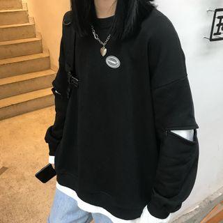 Zip-sleeve Mock Two Piece Pullover