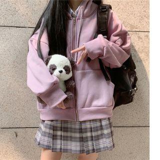 Wide Hooded Drawstring Cardigan Sweatshirt Jacket